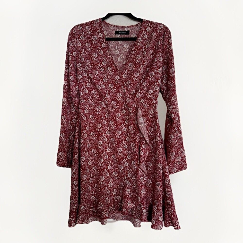 Missguided Red & White Floral Wrap Skater Mini Tea Dress Size 4 Summer Festival